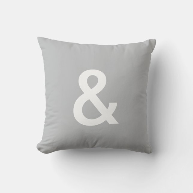 & (ampersand) button pillow, Grey & White Cushion (Front)