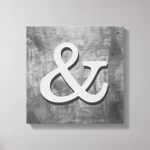 ampersand canvas wall art shabby chic grey