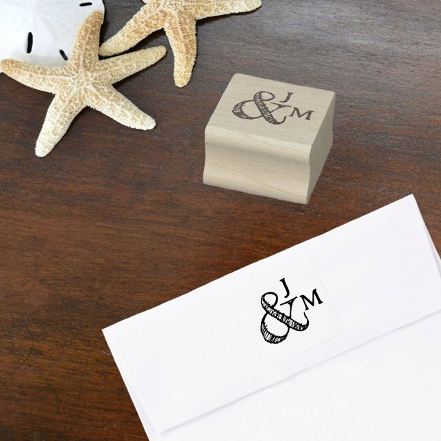 Ampersand Casual Playful Fun with Couples Initials Rubber Stamp (Creator Uploaded)