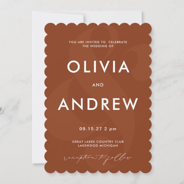 Ampersand Chocolate Brown Wedding Invitation (Front)