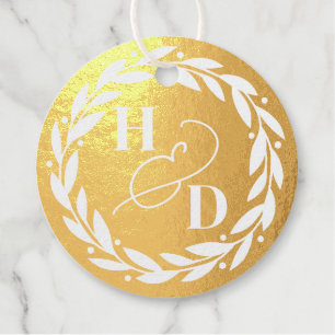 Ampersand Couples Initials Wreath Wedding Favour Tags