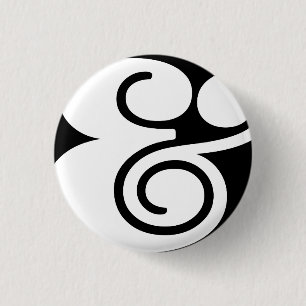 Ampersand "&" Designer Abstract   BL White   3 Cm Round Badge