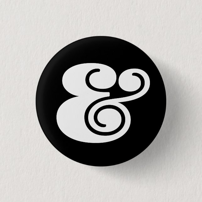 Ampersand "&" Designer  | BL White | 3 Cm Round Badge (Front)