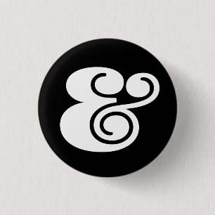 Ampersand "&" Designer    BL White   3 Cm Round Badge