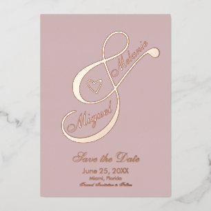 Ampersand Heart Rose Blush Save the Date Pressed 