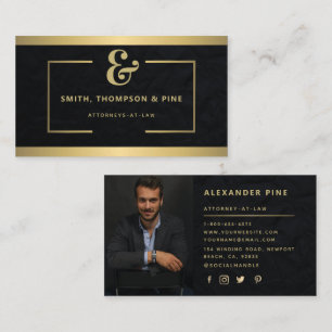 Ampersand Modern Black Gold Professional Photo Business Card