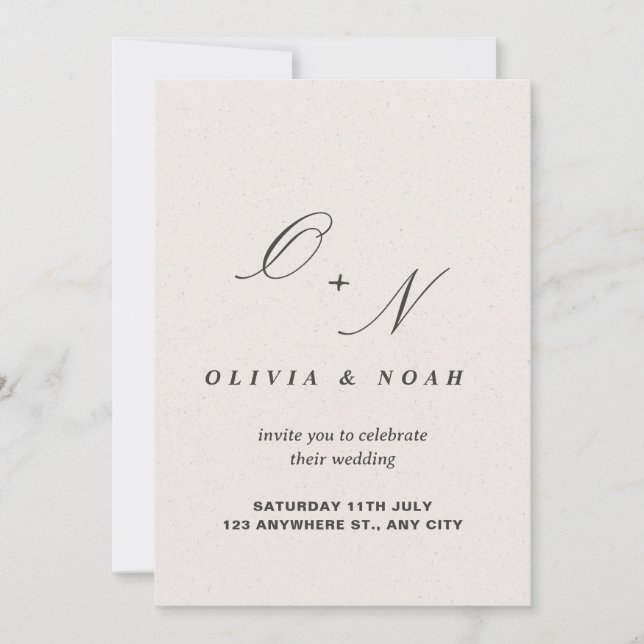 Ampersand Monogram Calligraphy Elegant Wedding Invitation (Front)