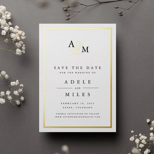 Ampersand Monogram Foil Save the Date Card (Creator Uploaded)