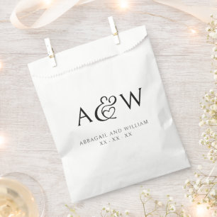 Ampersand Monogram Modern Black and White Wedding Favour Bags