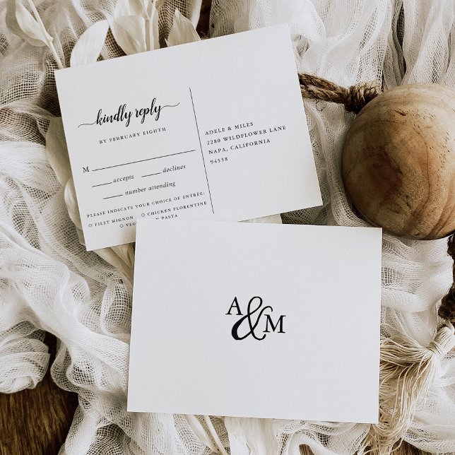 Ampersand Monogram RSVP Postcard with Meal Choice (Creator Uploaded)