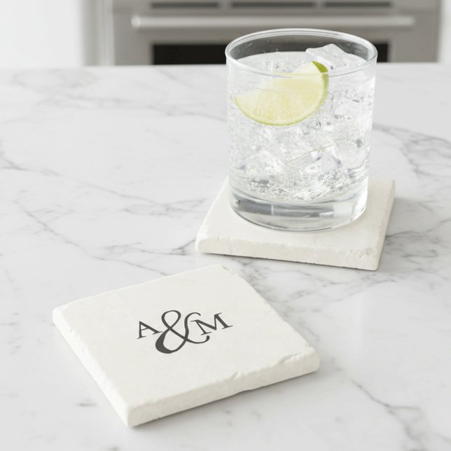 Ampersand Monogram Stone Coaster (Creator Uploaded)