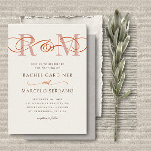 Ampersand Monogram Terracotta QR Code Wedding Invitation