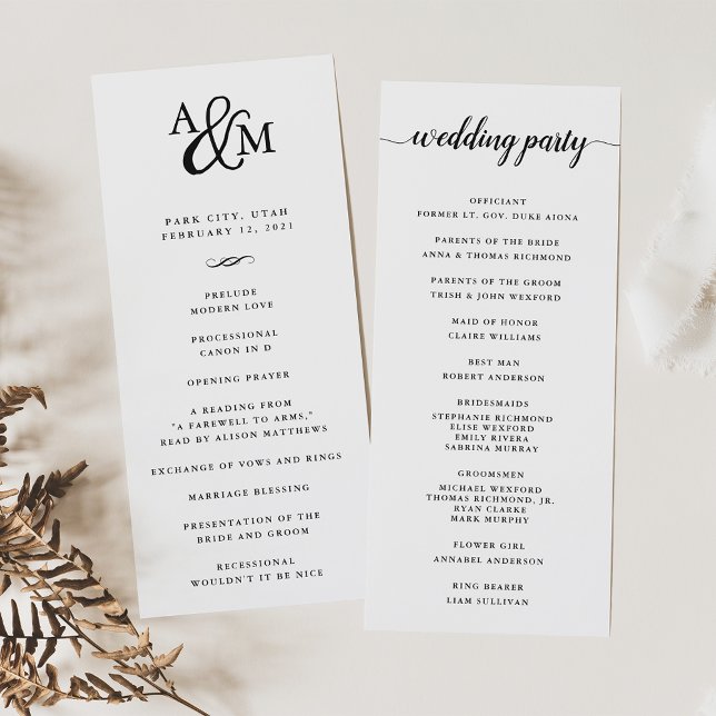 Ampersand Monogram Wedding Ceremony Program Programme (Creator Uploaded)