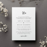Ampersand Monogram Wedding Invitation<br><div class="desc">Personalise this classic and elegant wedding invitation with your monogram or duogram joined by a decorative script ampersand. Add your wedding details beneath in timeless black lettering with calligraphy script accents. A beautiful choice in classic black and white for formal weddings in any season. Alternate wording and layout available in...</div>