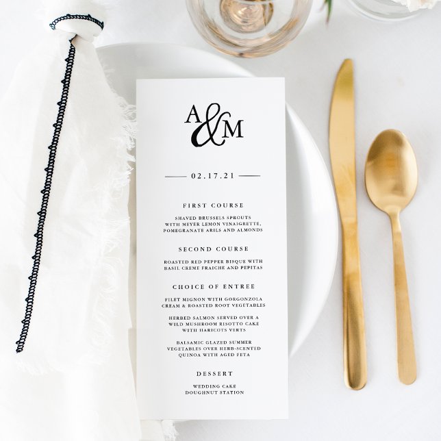 Ampersand Monogram Wedding Menu Card (Creator Uploaded)