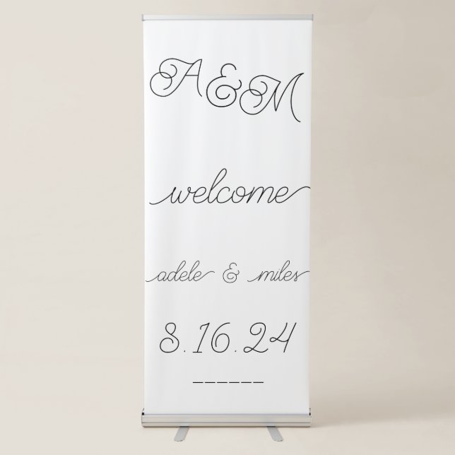 Ampersand Monogram Wedding Welcome Retractable Ban Banner (Front)