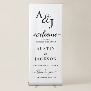 Ampersand Monogram Wedding Welcome Retractable Banner