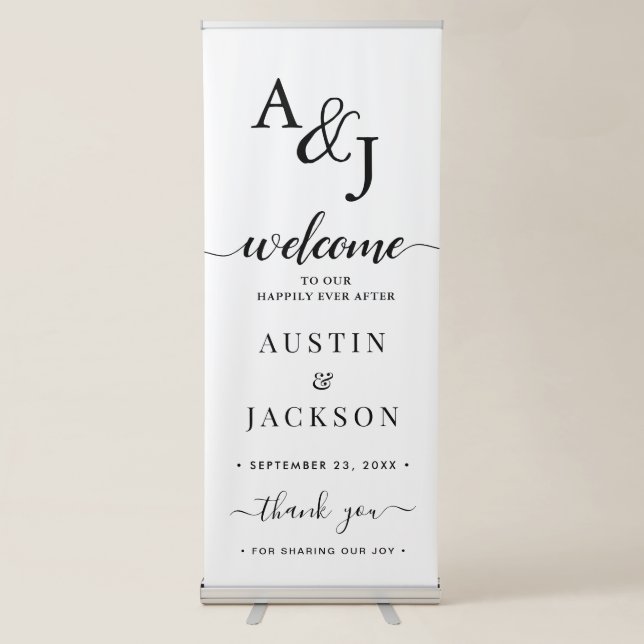 Ampersand Monogram Wedding Welcome  Retractable Banner (Front)