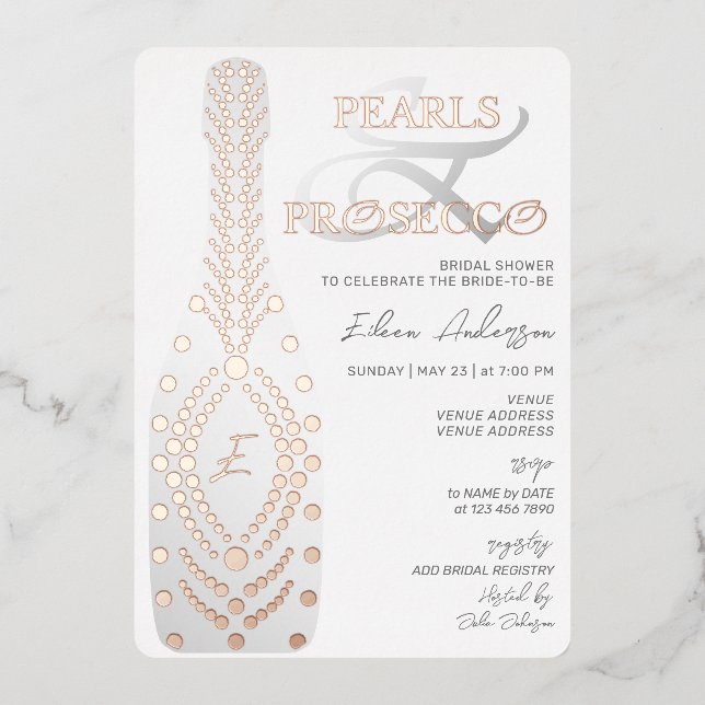 Ampersand Pearl & Prosecco Bridal Shower Rose Gold (Front)