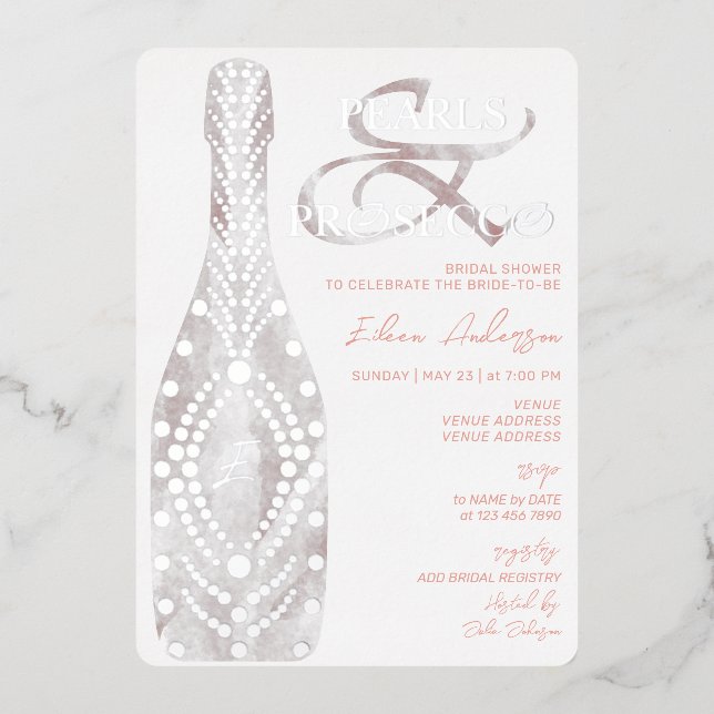 Ampersand Pearls & Prosecco Bridal Shower Silver (Front)