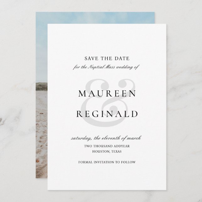 Ampersand Photo Traditional Elegant Wedding Save The Date (Front/Back)
