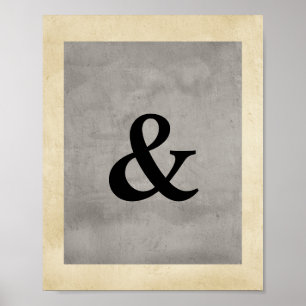 ampersand poster distressed grey shabby chic style