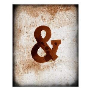 ampersand poster in sepia shabby chic style