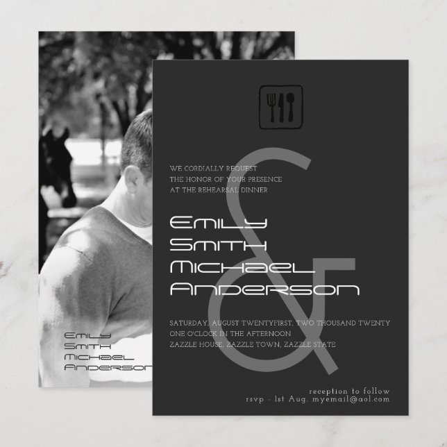 AMPERSAND Rehearsal Dinner PHOTO Wedding Invites (Front/Back)
