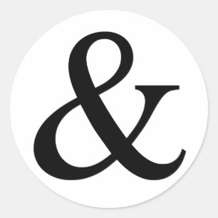 Ampersand sign, and sign classic round sticker