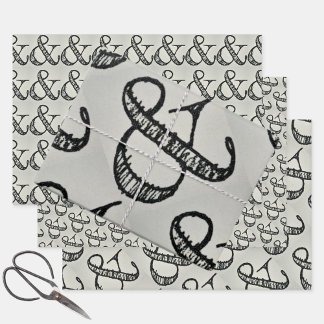 Ampersand Sign Typography Playful Black & Grey Wrapping Paper Sheet