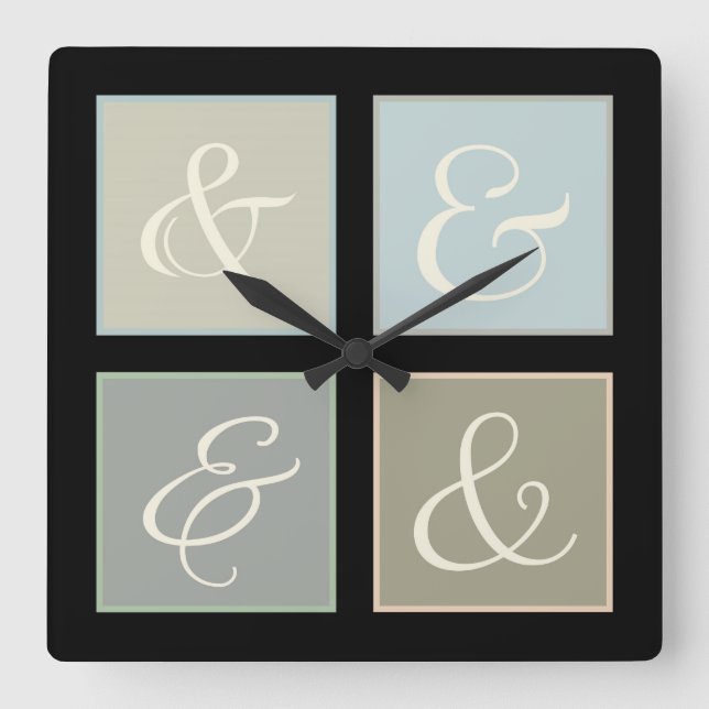 Ampersand Square Wall Clock (Front)