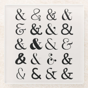 Ampersand Symbols Glass Coaster
