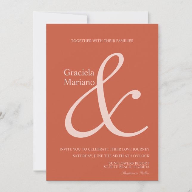 Ampersand Terracotta Pink Muted Wedding   Invitation (Front)