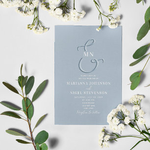 Ampersand Typography Dusty Blue Wedding Invitation