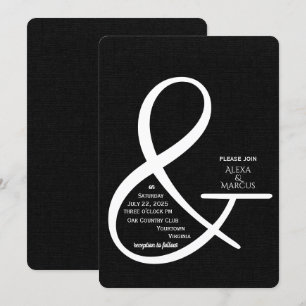 Ampersand Wedding Invitation on black texture
