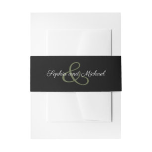 Ampersand Wedding Names Black Invitation Belly Band