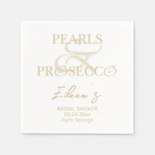 Ampersand White Pearls & Prosecco Bridal Shower Napkin