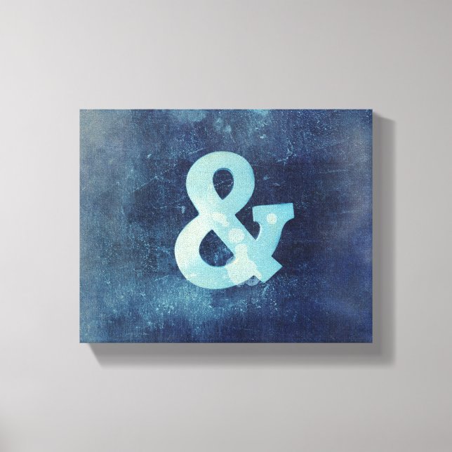 ampersand wrapped canvas wall art blue (Front)