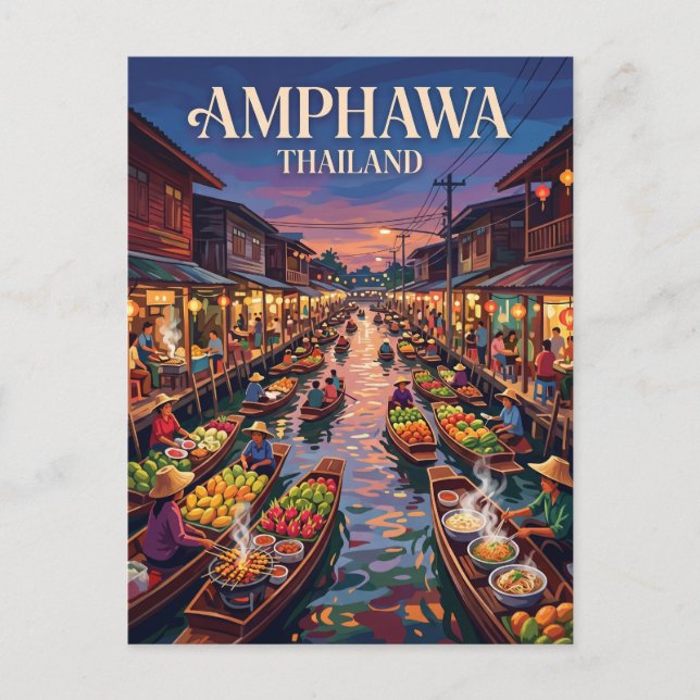 Amphawa Floating Market Thailand Postcard (Front)