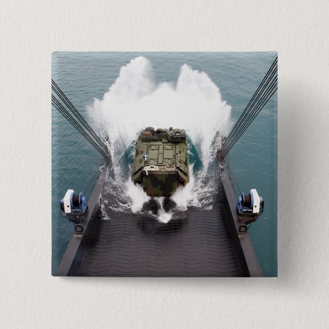 Amphibious assault vehicles disembark from USNS 15 Cm Square Badge (Front)