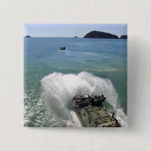 Amphibious Assault vehicles exit the well deck 15 Cm Square Badge