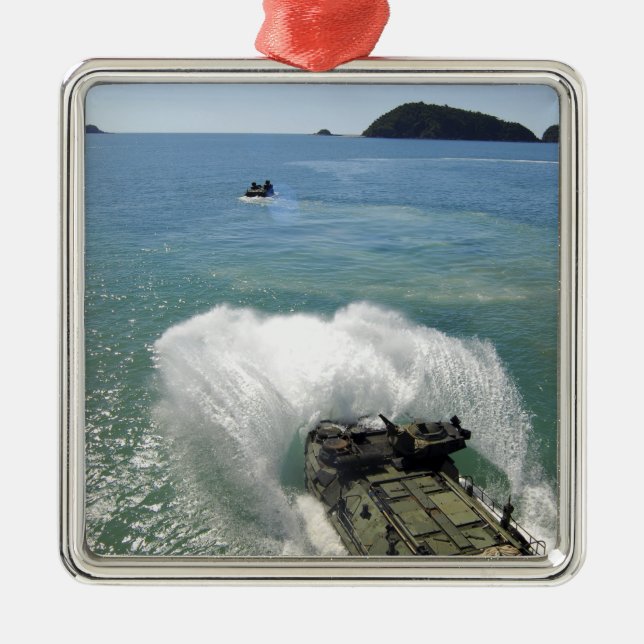 Amphibious Assault vehicles exit the well deck Metal Tree Decoration (Front)