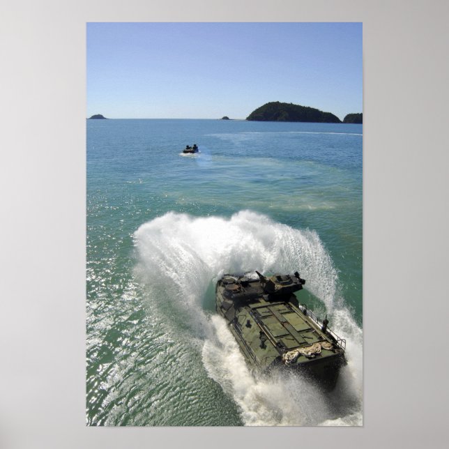 Amphibious Assault vehicles exit the well deck Poster (Front)