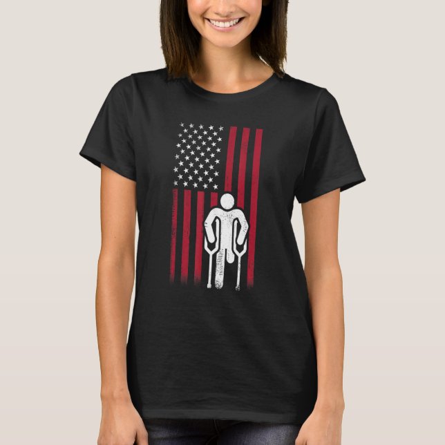 Amputee American Flag - Handicap Patriotic Amputat T-Shirt (Front)