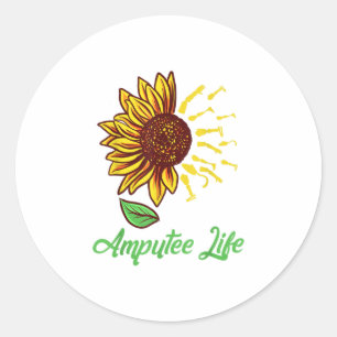 Amputee Humour Flower Life Leg Arm Classic Round Sticker