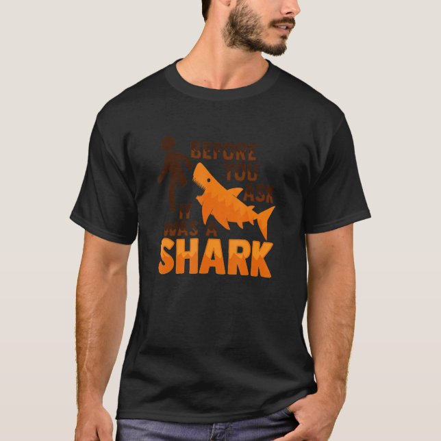 Amputee Joke Leg Prosthetic Shark Design for a Leg T-Shirt (Front)