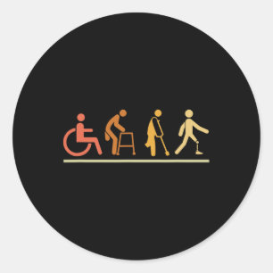 Amputee Leg Disabilities Evolution Prosthetic Leg Classic Round Sticker