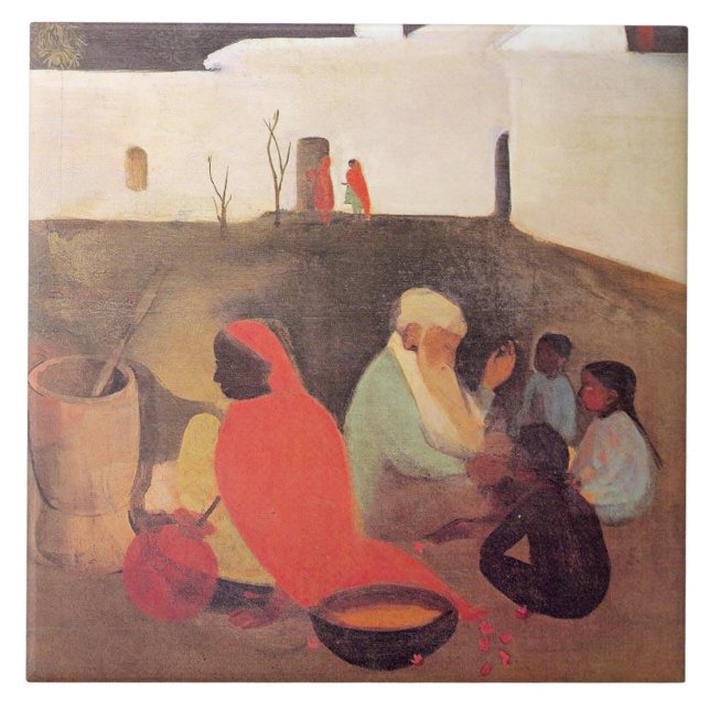 Amrita Sher-Gil - Ancient Storyteller, fine art Tile (Front)