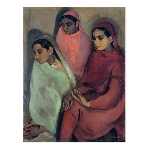 Image of Amrita Sher-Gil painting, Three Girls Postcard