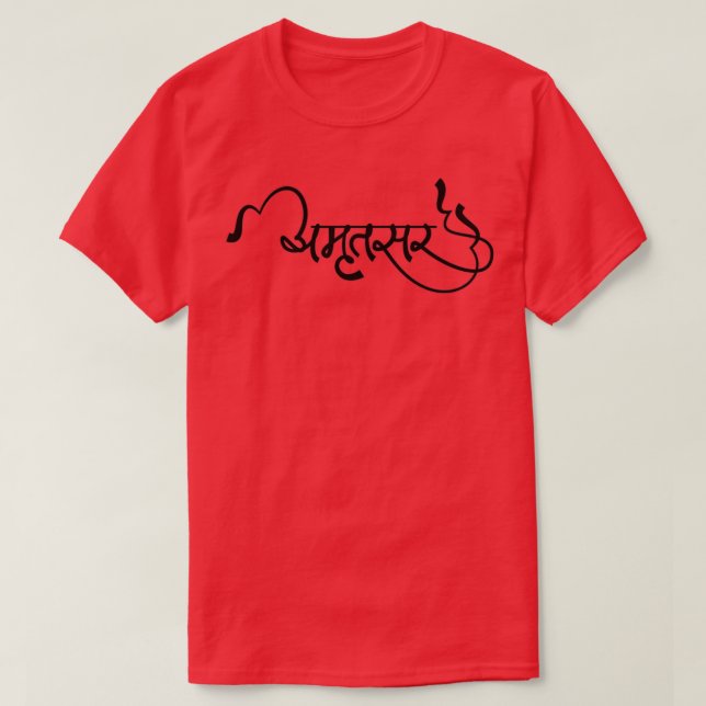 Amritsar calligraphy in Hindi T-Shirt (Design Front)